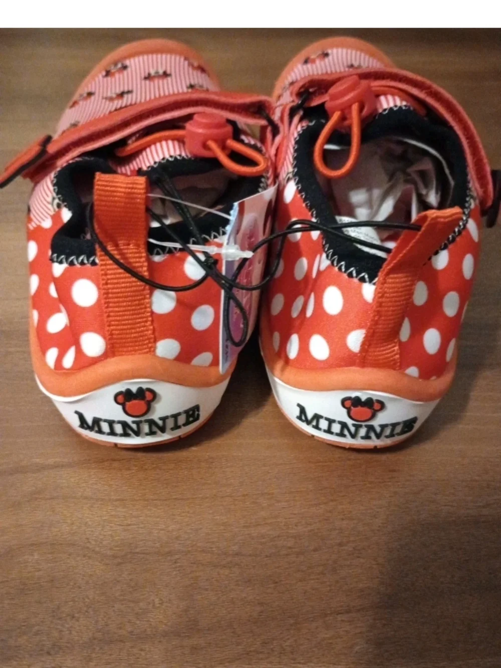 13/1 Disney Minnie Mouse Water Shoes Bows Bungee Cord New With Tags